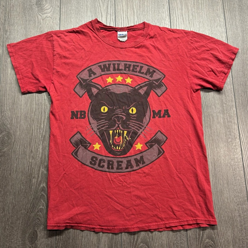 A Wilhelm Scream Band T-Shirt Mens Medium Red Graphic Panther Punk Rock Y2k